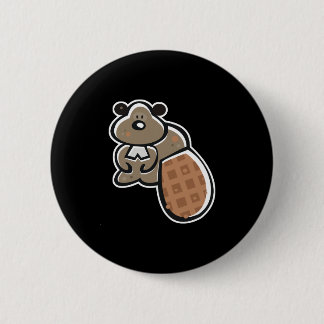 cute cartoon beaver button