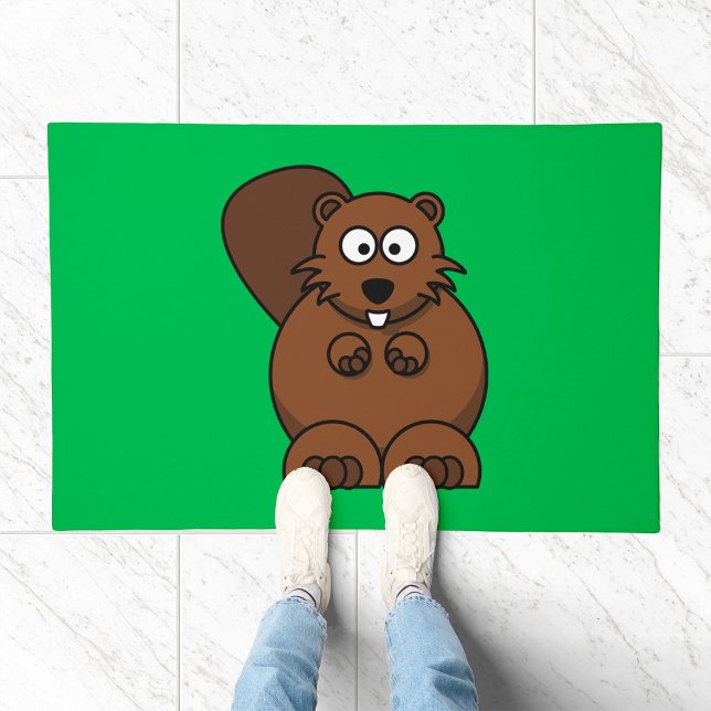 Cute Cartoon Beaver Funny Woodland Animal  Doormat (Creator Uploaded)