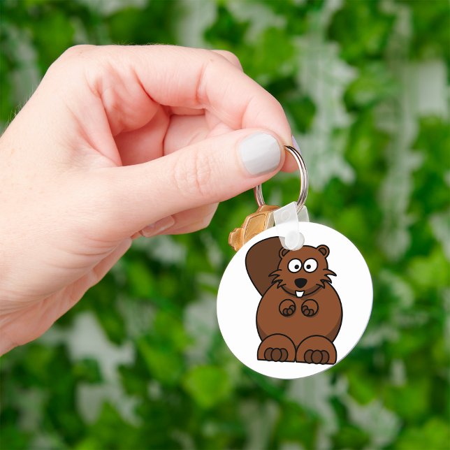 Cute Cartoon Beaver Funny Woodland Animal  Keychain (Creator Uploaded)
