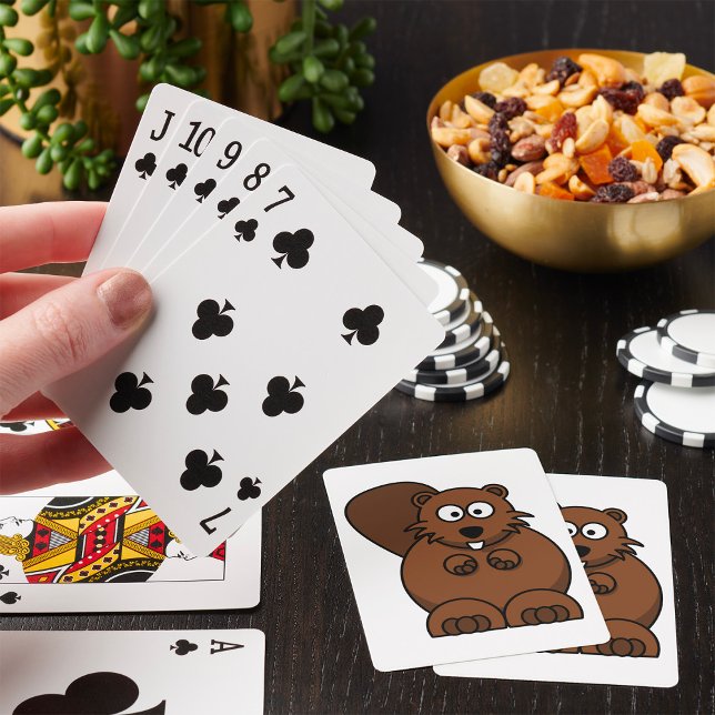 Cute Cartoon Beaver Funny Woodland Animal  Poker Cards (Creator Uploaded)