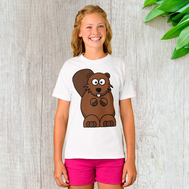 Cute Cartoon Beaver Funny Woodland Animal  T-Shirt (Creator Uploaded)