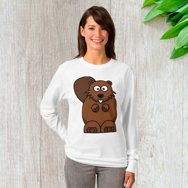 Cute Cartoon Beaver Funny Woodland Animal  T-Shirt (Creator Uploaded)