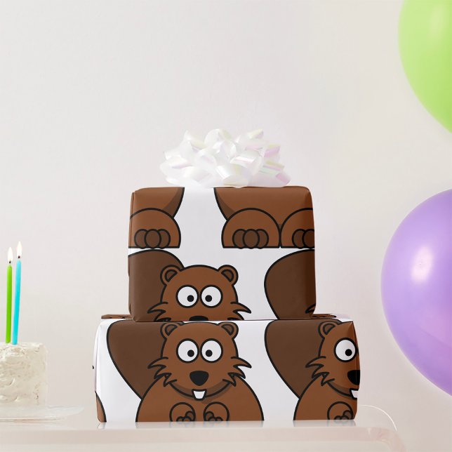 Cute Cartoon Beaver Funny Woodland Animal  Wrapping Paper (Creator Uploaded)