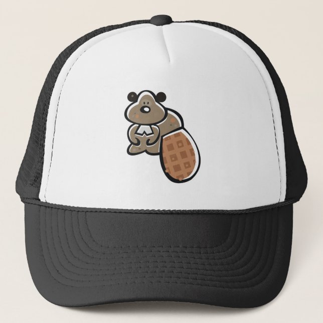 cute cartoon beaver trucker hat (Front)