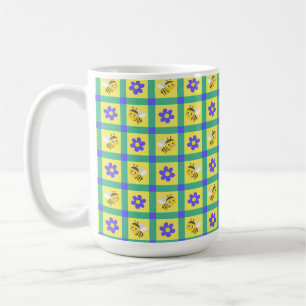 Cute Cartoon Bee and Flower Pattern Coffee Mug