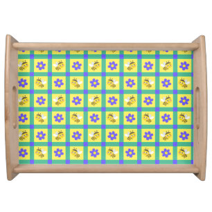 Cute Cartoon Bee and Flower Pattern Serving Tray