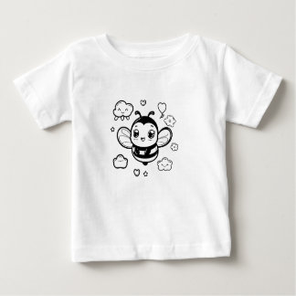 Cute Cartoon Bee Baby T-Shirt – Black and White Ka