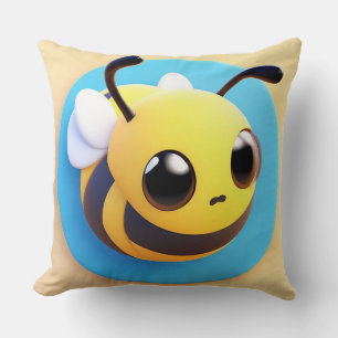 Cute Cartoon Bee Character With Large Eyes Throw Pillow