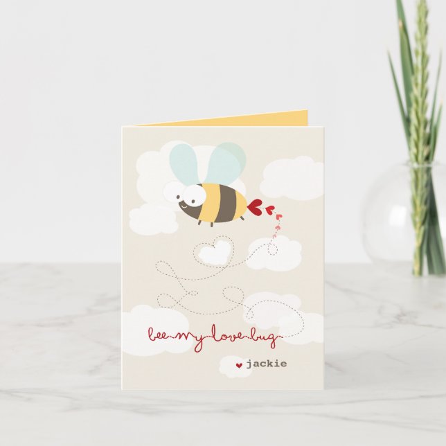 Cute Cartoon Bee Mine Love Valentine Photo Card (Front)