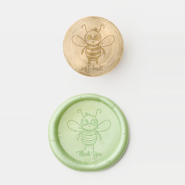 Cute Cartoon Bee with thank you  Wax Seal Stamp (Stamped)