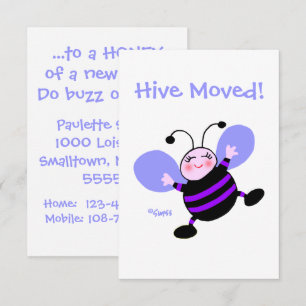Cute Cartoon Bee Woman Moving Announcement