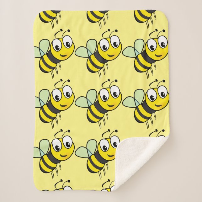 Cute Cartoon Bees Small Sherpa Blanket (Front)
