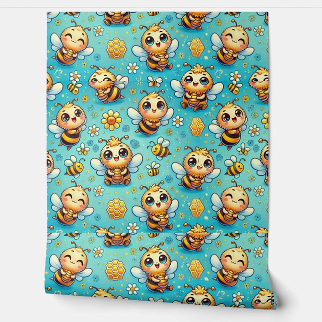 Cute cartoon bees wallpaper  (Unrolling)