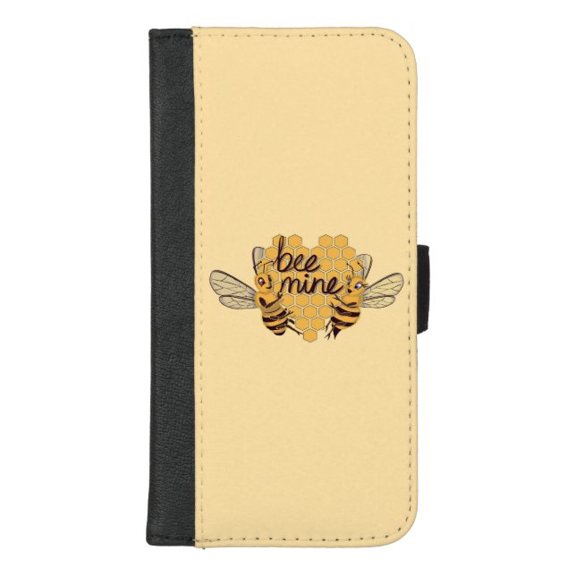  Cute Cartoon Bees with Hexagonal Honeycomb Heart  iPhone Wallet Case (Front)