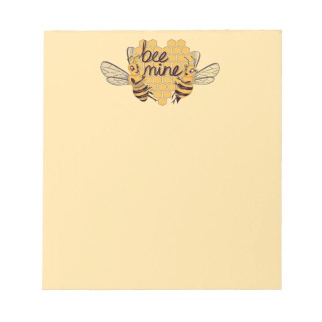  Cute Cartoon Bees with Hexagonal Honeycomb Heart  Notepad (Front)