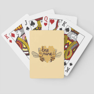 Cute Cartoon Bees with Hexagonal Honeycomb Heart Poker Cards