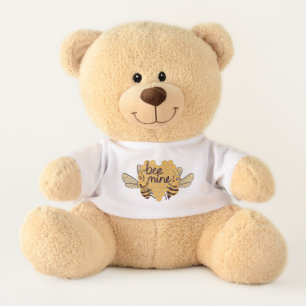 Cute Cartoon Bees with Hexagonal Honeycomb Heart Teddy Bear