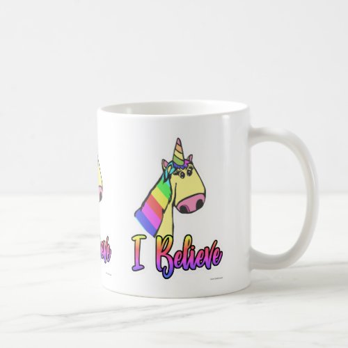 Cute Cartoon Believe Fun Unicorn Slogan Coffee Mug