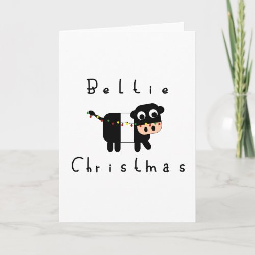 Cute Cartoon Beltie Christmas Belted Galloway Cow Card