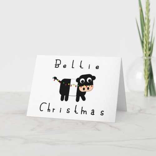 Cute Cartoon Beltie Christmas Belted Galloway Cow Card