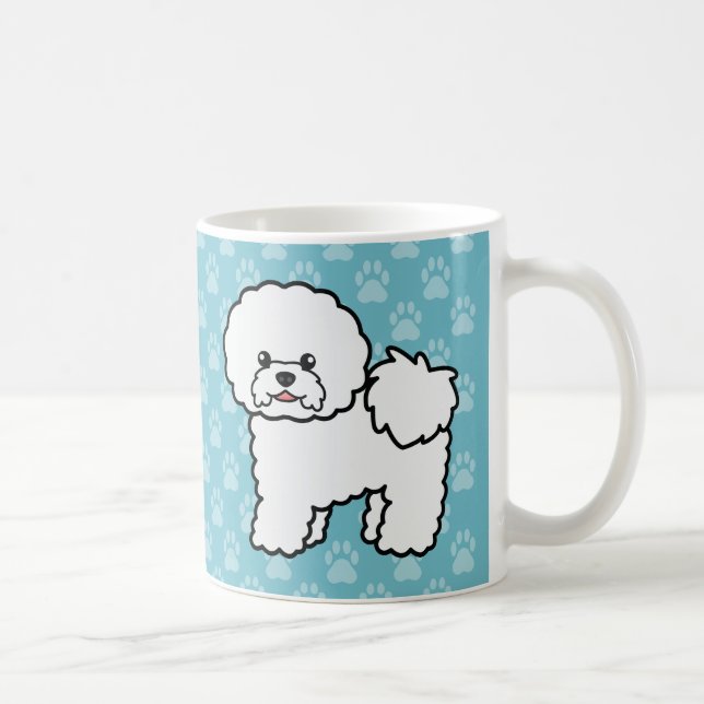 Cute Cartoon Bichon Frise Dog Coffee Mug (Right)