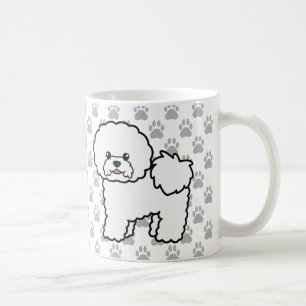 Cute Cartoon Bichon Frise Dogs And Grey Dog Paws Coffee Mug