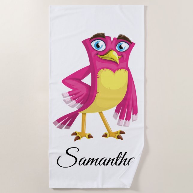 Cute Cartoon Bird Beach Towel (Front)