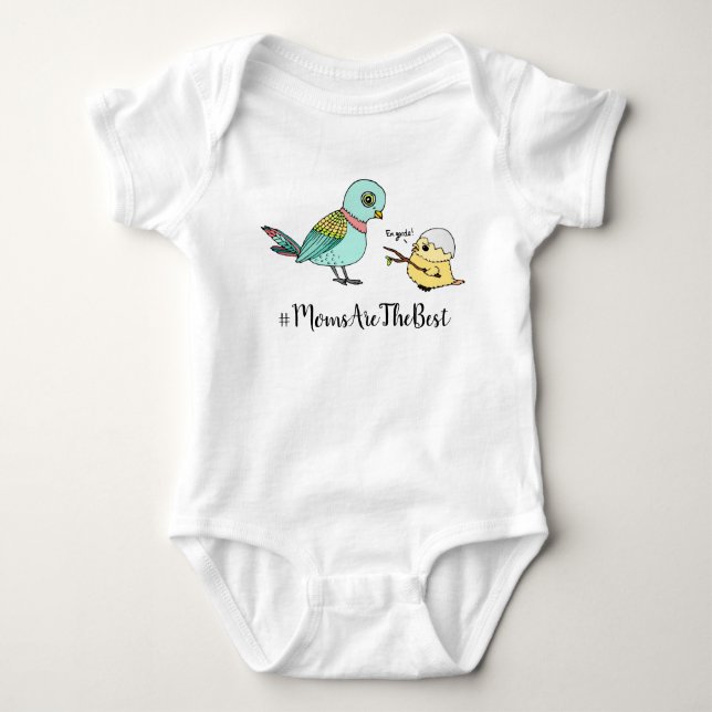 Cute Cartoon Bird Best Mom First Mother's Day Baby Bodysuit (Front)