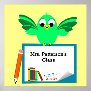 Cute cartoon Bird Classroom Posters