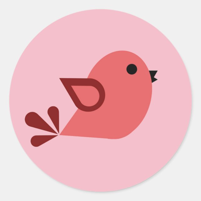 Cute cartoon bird round sticker (Front)