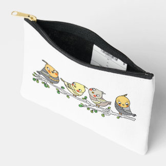 Cute Cartoon Birds bag, Adorable Bird Illustration Accessory Pouch