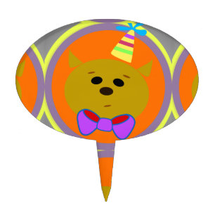 Cute Cartoon Birthday Cat Cake Topper