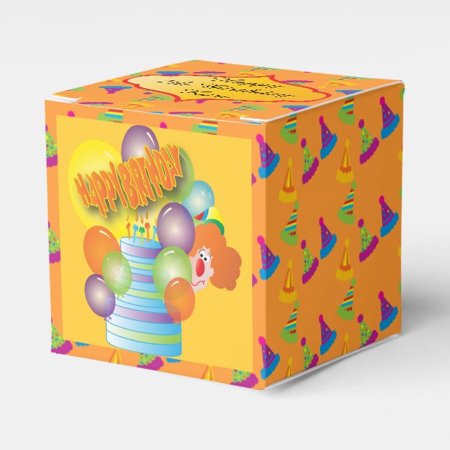 Cute Cartoon Birthday Party Clown Favor Boxes (Front Side)