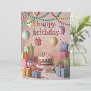 Cute Cartoon Birthday Party Scene Invitation