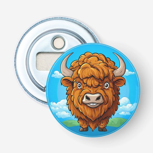 Cute Cartoon Bison Bottle Opener (Front)