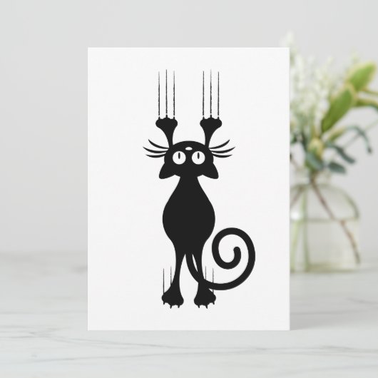 Cute Cartoon Black Cat Scratching (Standing Front)