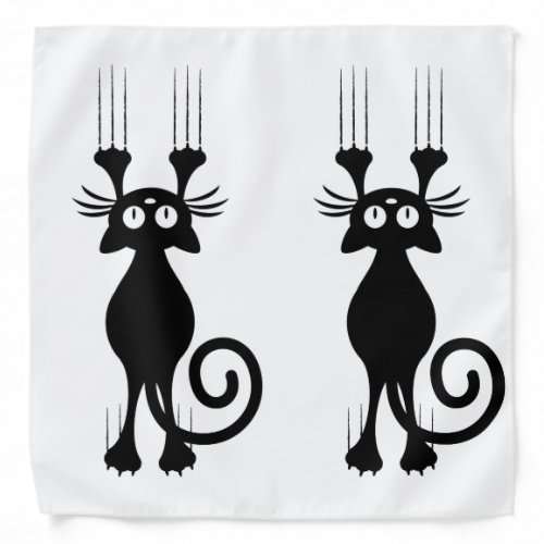 Cute Cartoon Black Cat Scratching Bandana