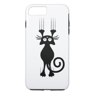 Cute Cartoon Black Cat Scratching iPhone 8 Plus/7 Plus Case