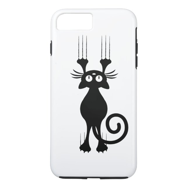 Cute Cartoon Black Cat Scratching Case-Mate iPhone Case (Back)