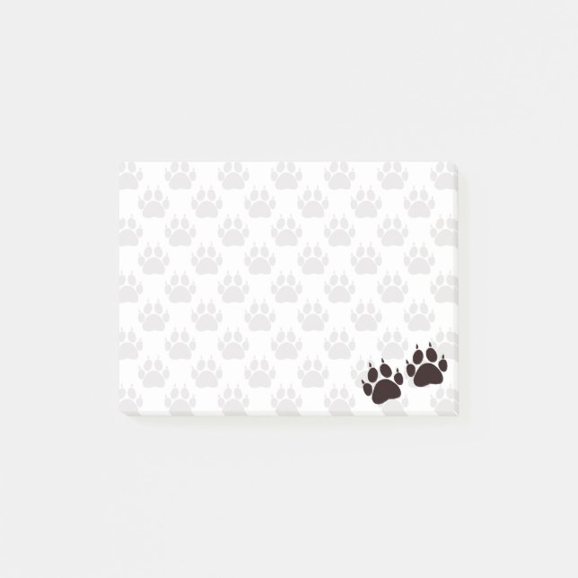Cute Cartoon Black Kitty Paw Prints Post-it Notes (Front)