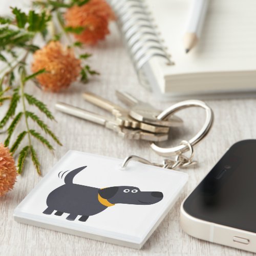 Cute Cartoon Black Labrador Acrylic Keychain