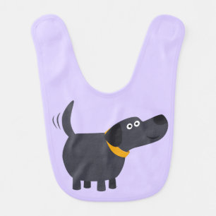 Cute Cartoon Black Labrador Baby Bib