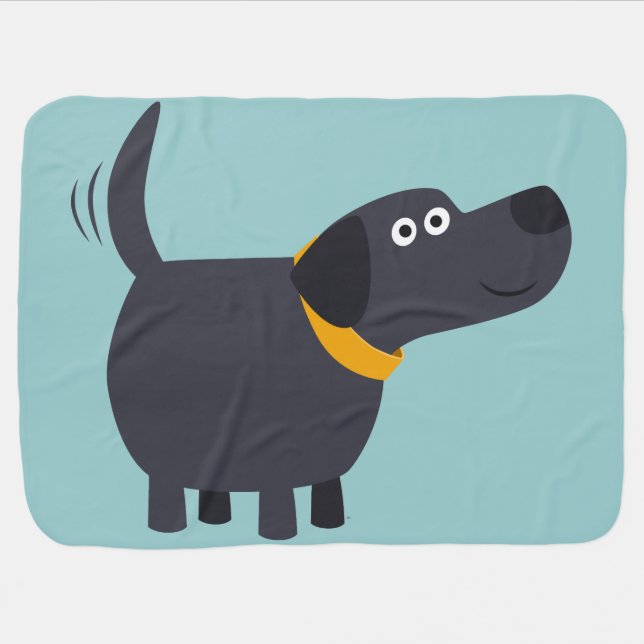 Cute Cartoon Black Labrador Baby Blanket (Horizontal)