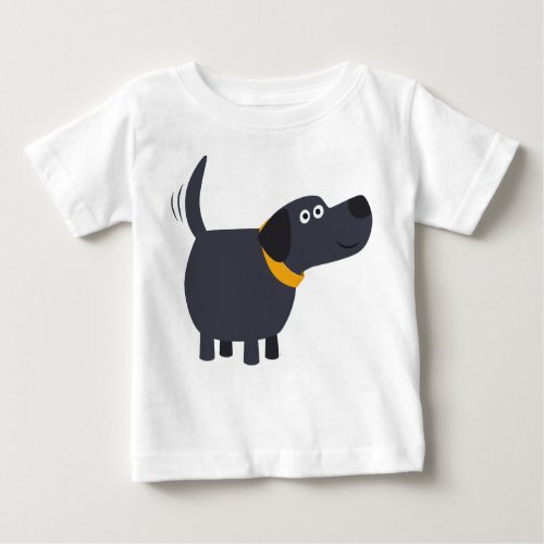 Cute Cartoon Black Labrador Baby T_Shirt