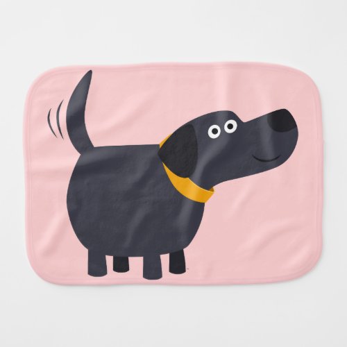 Cute Cartoon Black Labrador Burp Cloth