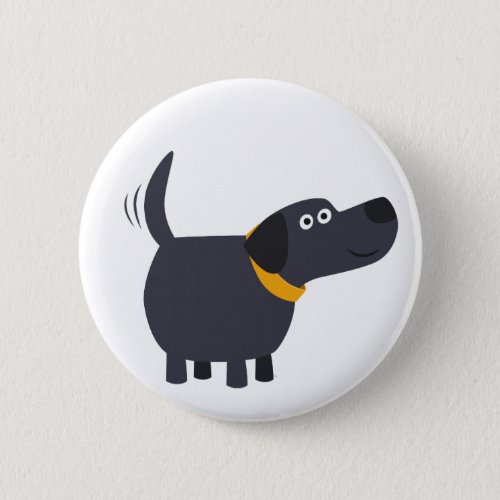 Cute Cartoon Black Labrador Button Badge