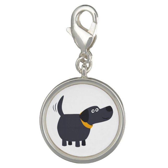 Cute Cartoon Black Labrador Charm (Front)