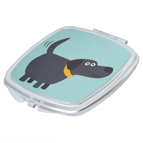 Cute Cartoon Black Labrador Compact Mirror