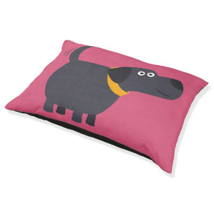 Cute Cartoon Black Labrador Dog Bed