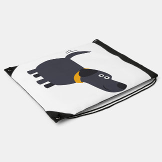 Cute Cartoon Black Labrador Drawstring Back Pack Bag